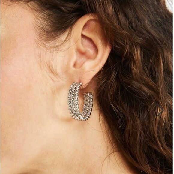 Triple Twist Hoop Earrings NWT - Picture 3 of 8